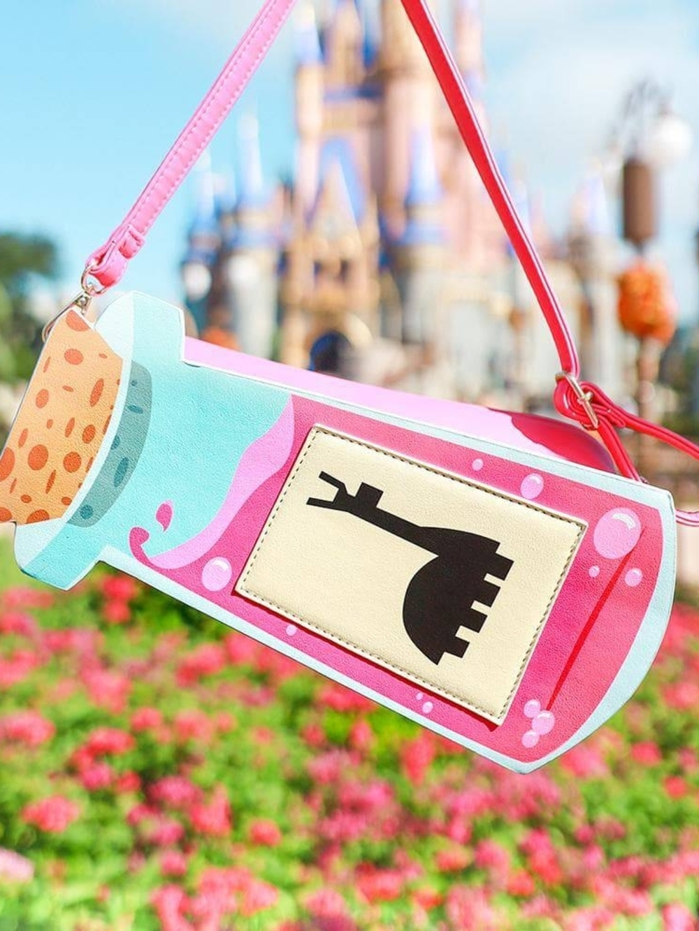 Park Candy Potion Bottle Crossbody Bag Pink Blue Novelty Vegan Leather